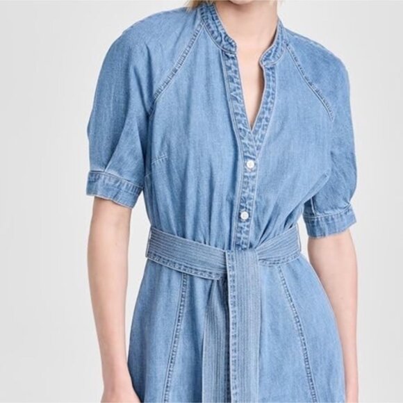 Veronica Beard Kanika Belted Denim Minidress in Iceberg - Small - Picture 3 of 16